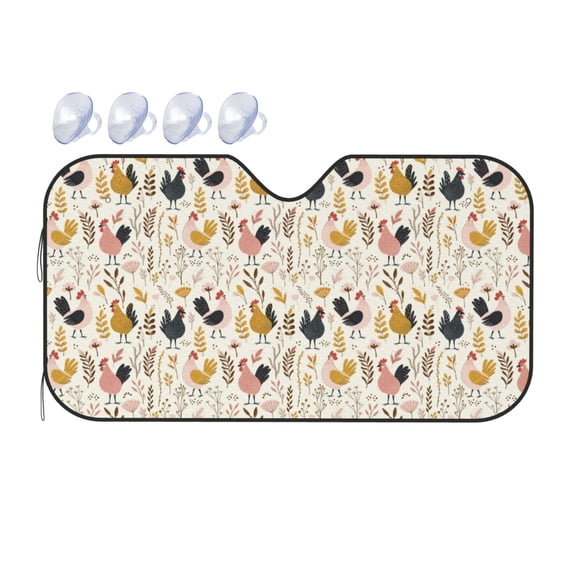 Bingfone Cartoon Chickens Car Windshield Sunshade,Sun Foldable Sun Shield Sun Visor for Car - Medium
