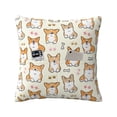 thumbnail image 1 of Bingfone Cartoon Corgi Linen Throw Pillow Covers Cushion Case Pocket Button Vintage Farmhouse Pillowcase-20"x20", 1 of 9