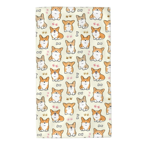 Bingfone Cartoon Corgi Ultra Absorbent & Soft Hand Towels For Bath, Hand, Face, Gym And Spa-27.5x16in