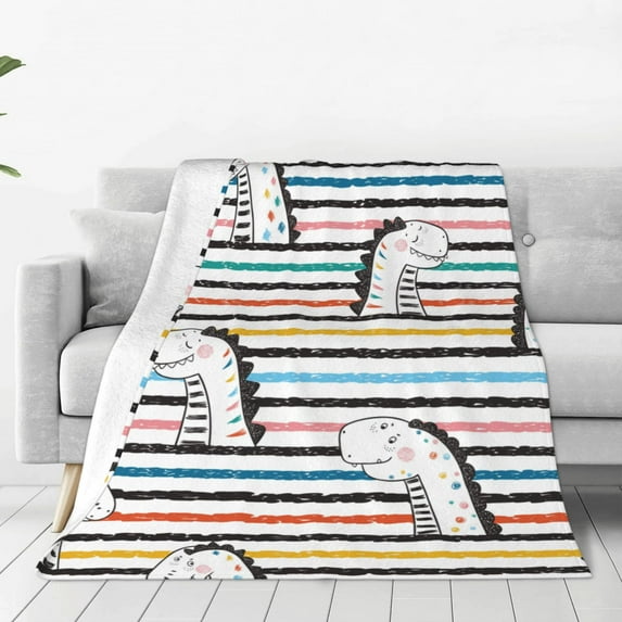 Bingfone Cartoon Dinosaurs Print Flannel Fleece Blanket Throw Blanket For Bed,Sofa,Couch,Travel,Camping(80"X60")