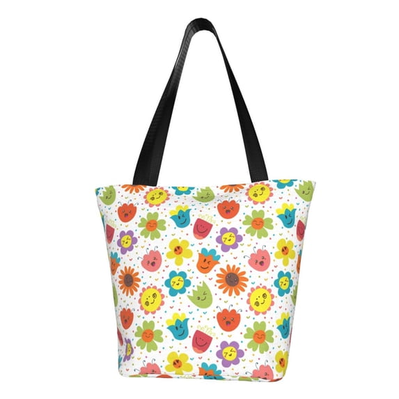Bingfone Cartoon Flowers Women Shoulder Tote Bags Casual Bag Ladies Shopping Handbag