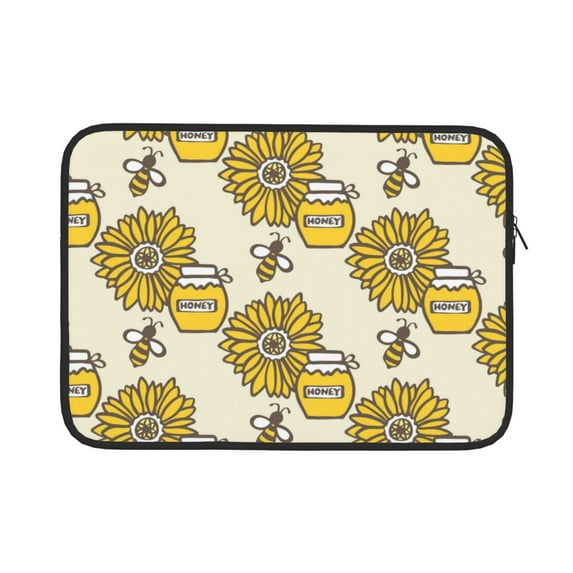 Bingfone Cartoon Honey Pot Bee Sunflower Laptop Sleeve Case 15 Inch, 360° Protective Computer Carrying Bag