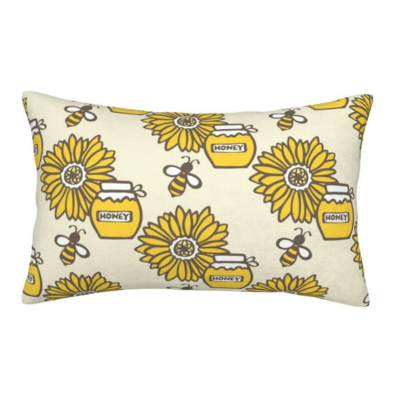 Bingfone Cartoon Honey Pot Bee Sunflower Standard Size Pillowcase, Long Staple Pure Cotton Envelope Closure Pillow Cover,20"X30"