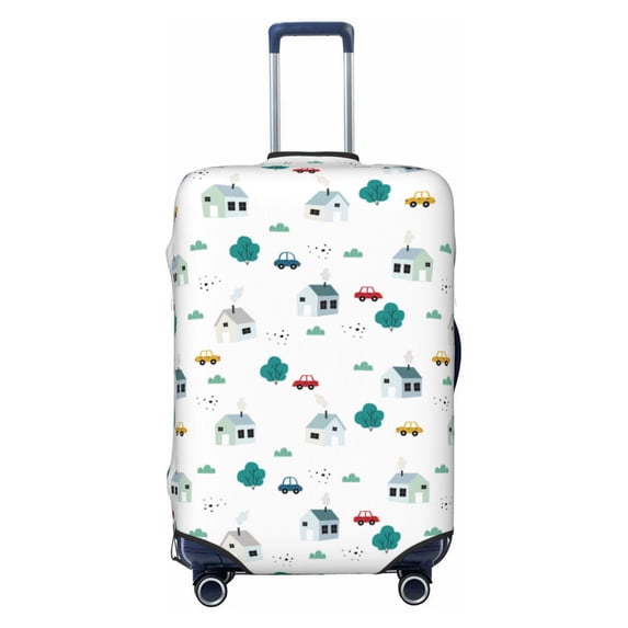 Bingfone Cartoon House Car Luggage Cover Washable Suitcase Cover Protector Anti-scratch Suitcase cover Fits 18-32 Inch Luggage