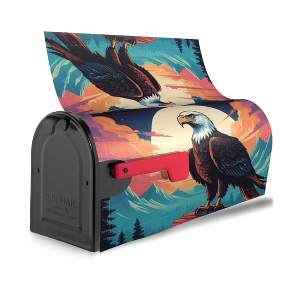Bingfone Cartoon Iceberg Bald Eagle Magnetic Mailbox Cover Standard Size for Garden Yard Outdoor Decorations-21x18 in