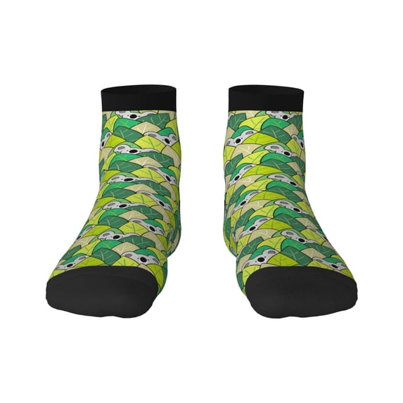 Bingfone Cartoon Koala Bear And Leaf Design Patterned Men'S Women'S Casual Cotton Socks