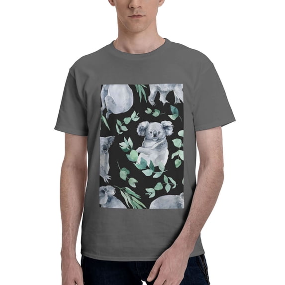 Bingfone Cartoon Koala Bear Men'S Loose Fit Short-Sleeve Pocket T-Shirt