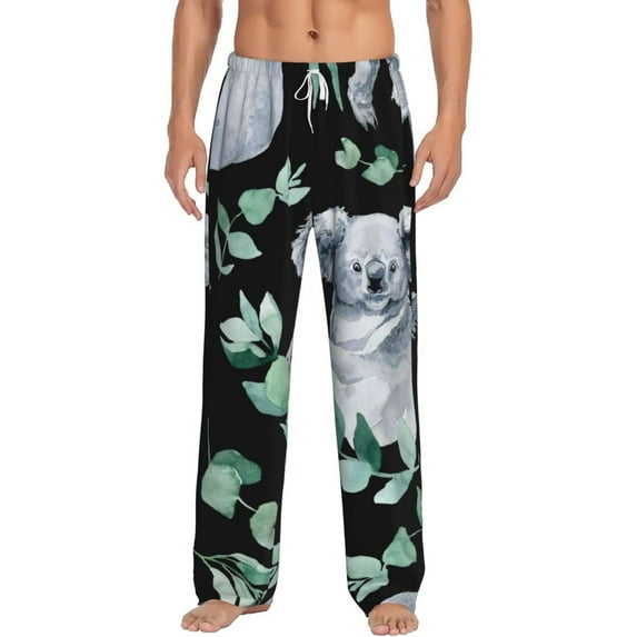 Bingfone Cartoon Koala Bear Mens All Over Print Sleep Pajama Pants-Large