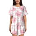 thumbnail image 1 of Bingfone Cartoon Pig Print Pajamas Sets for Women Soft Short-Sleeved Pjs with Lounge Shorts Two Piece Sleepwear, 1 of 1