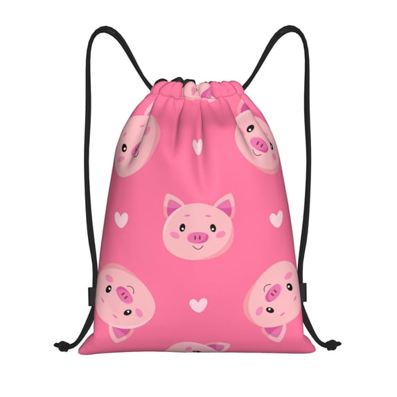 Bingfone Cartoon Pigs And Hearts Drawstrings Backpacks Bags For Men Women Gym Drawstrings Bag