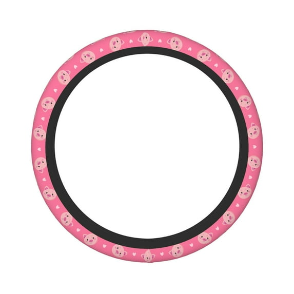 Bingfone Cartoon Pigs And Hearts Steering Wheel Cover - Universal 15 Inches Car Steering Wheel Covers Grip Auto Internal Accessories