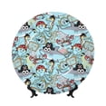 thumbnail image 1 of Bingfone Cartoon Pirate Print Bone China Dinner Decorative Plates,Handmade Ceramic Dinner Plate with Stand for Home Club-6in, 1 of 6