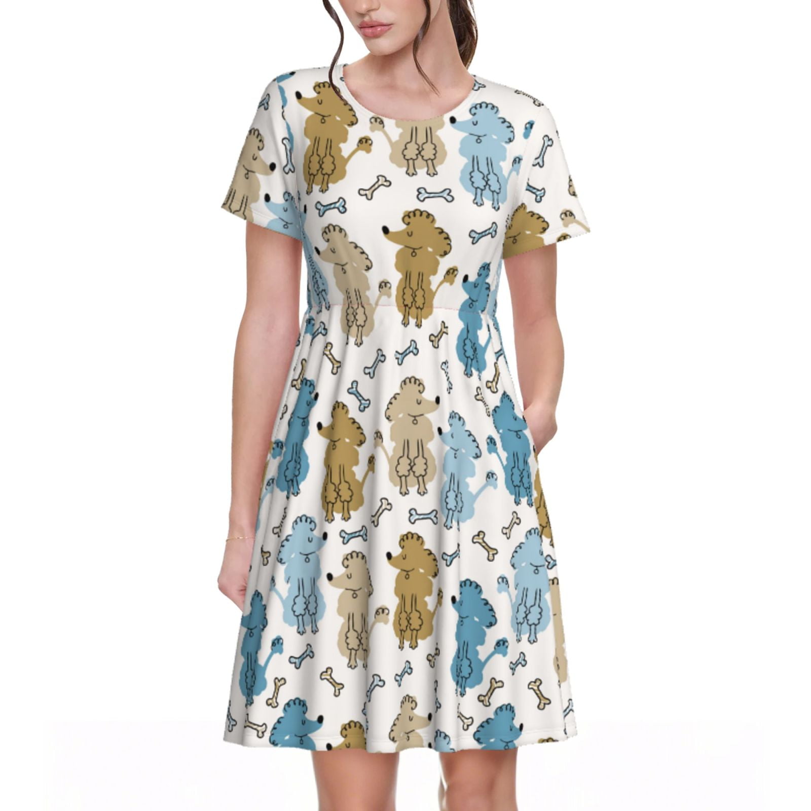 Printed Poodles Long Sleeve Dress main image 0