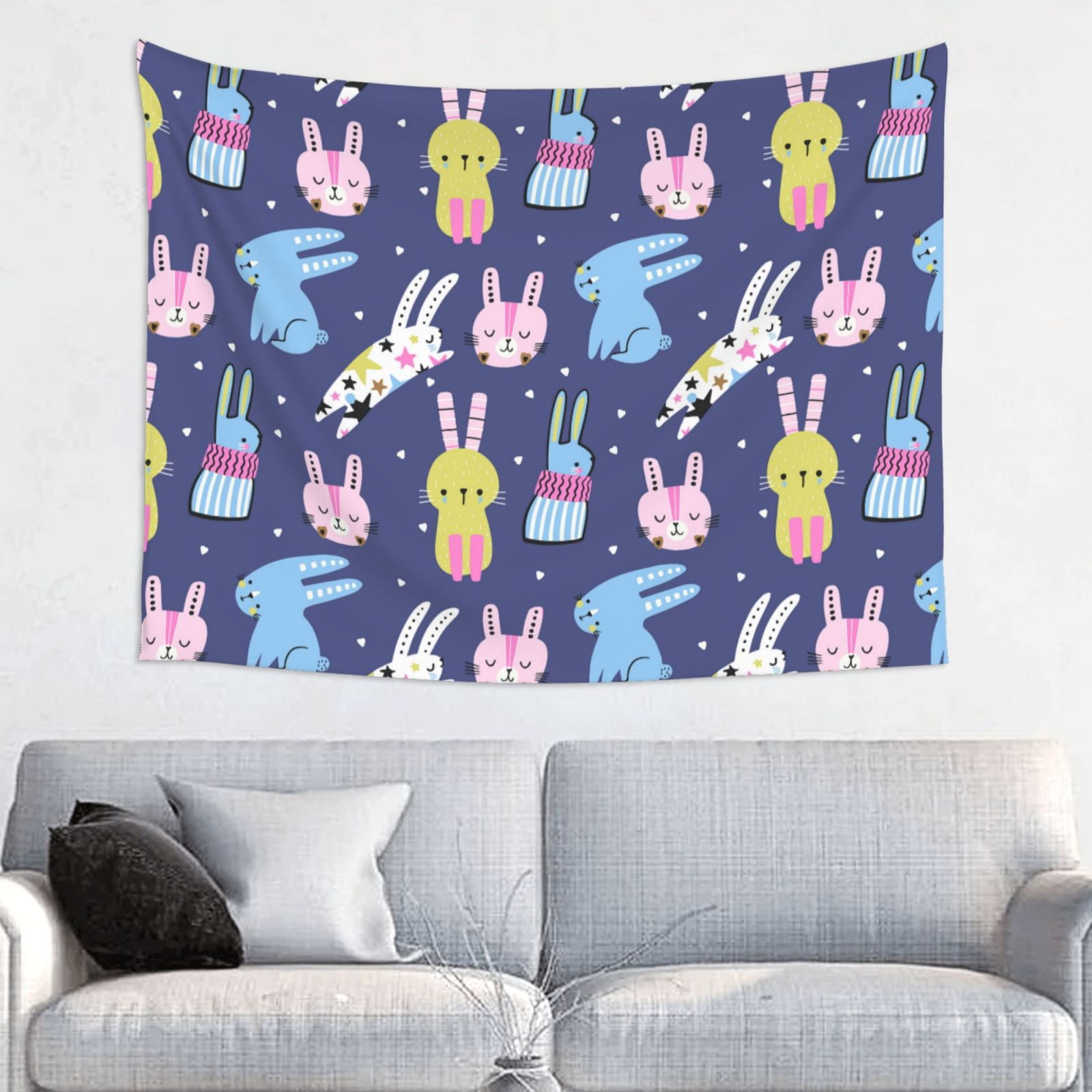 Bingfone Cartoon Rabbit Tapestry Wall Hanging Decor for Living Room