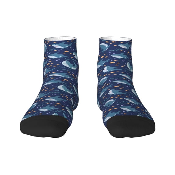 Bingfone Cartoon Sharks2 Design Patterned Men'S Women'S Casual Cotton Socks
