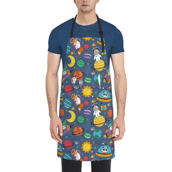 Bingfone Cartoon Space Apron Gifts For Men, Women Professional Grade Chef Apron for Kitchen,BBQ & Grill