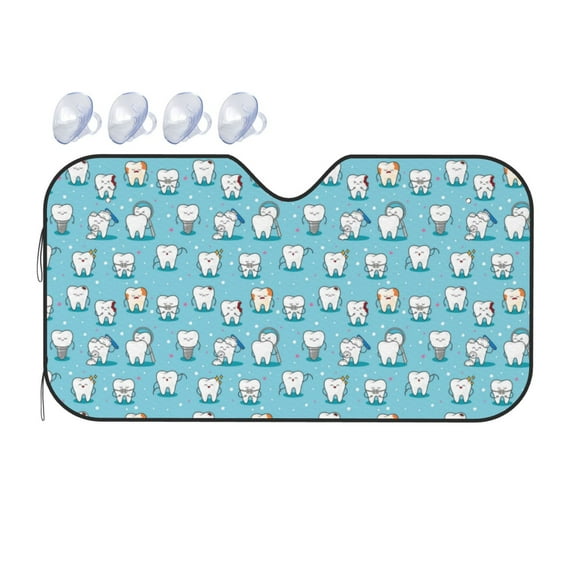 Bingfone Cartoon Teeth Car Windshield Sunshade,Sun Foldable Sun Shield Sun Visor for Car - Small