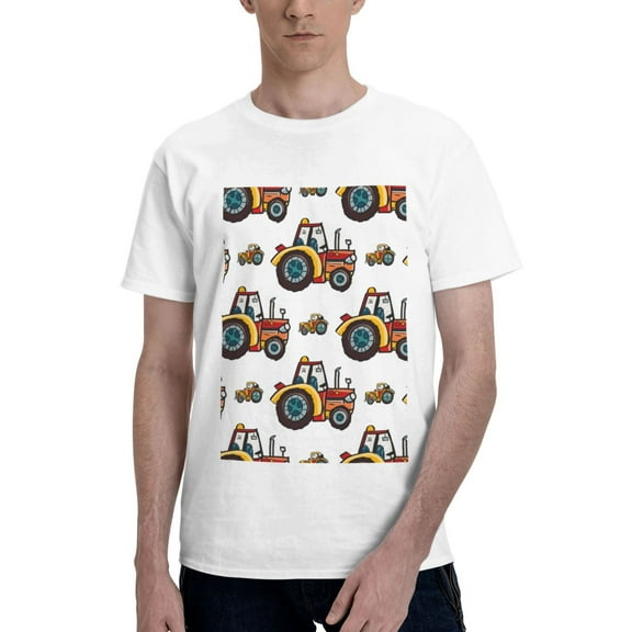 Bingfone Cartoon Tractor Men'S Loose Fit Short-Sleeve Pocket T-Shirt