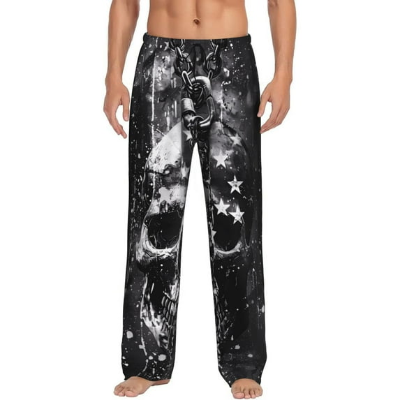Bingfone Chained Skull Artwork Mens All Over Print Sleep Pajama Pants-X-Large