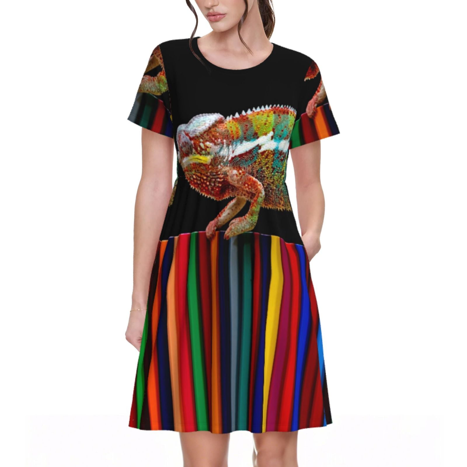 Bingfone Chameleon Panther On Colored Pencils Print Women’s Short ...