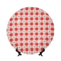 Bingfone Checkered Christmas With Snowflakes Print Bone China Dinner Decorative Plates,Handmade Ceramic Dinner Plate with Stand for Home Club-6in