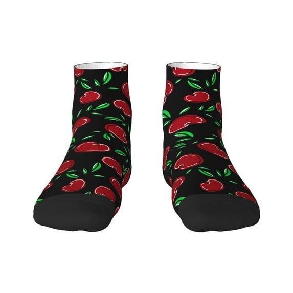 Bingfone Cherry Design Patterned Men'S Women'S Casual Cotton Socks