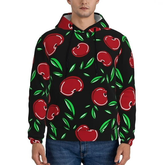 Bingfone Cherry Men'S Drawstring Hoodie Long Sleeve Pocket Sweatshirts-Small