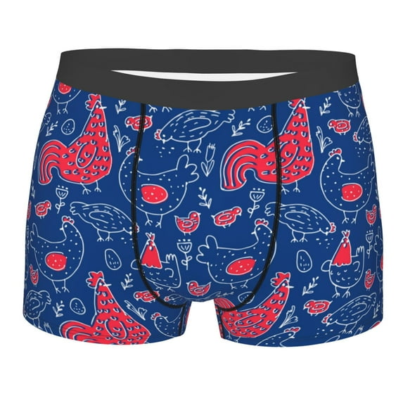 Bingfone Chicken and Rooster Men's Underwear - Casual Stretch Boxer Briefs-Large