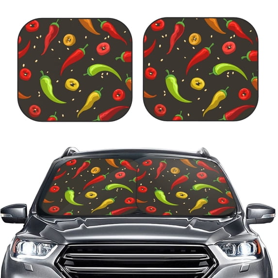 Bingfone Chili2 Windshield Sun Shade 2-Piece Foldable Car Front Window Sunshade For Most Sedans Suv Truck - Auto Sun Blocker Visor Protector Blocks Max Uv Rays - Medium