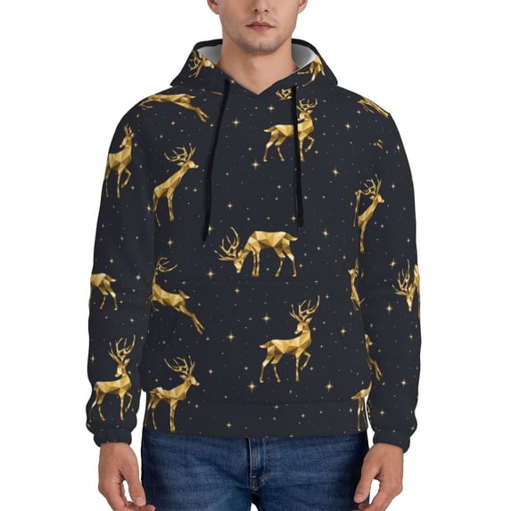 Bingfone Christmas Deers Men'S Drawstring Hoodie Long Sleeve Pocket Sweatshirts-4x-Large