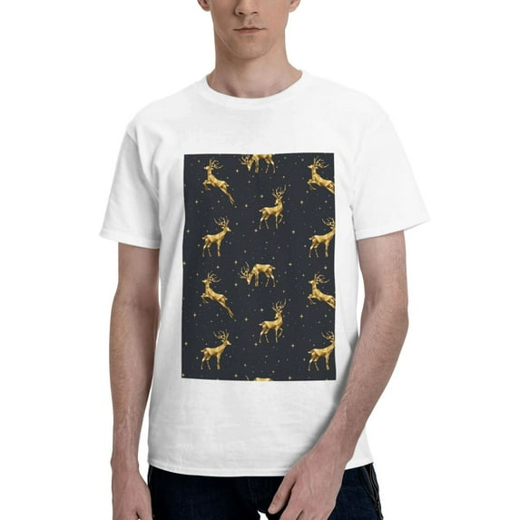 Bingfone Christmas Deers Men'S Loose Fit Short-Sleeve Pocket T-Shirt