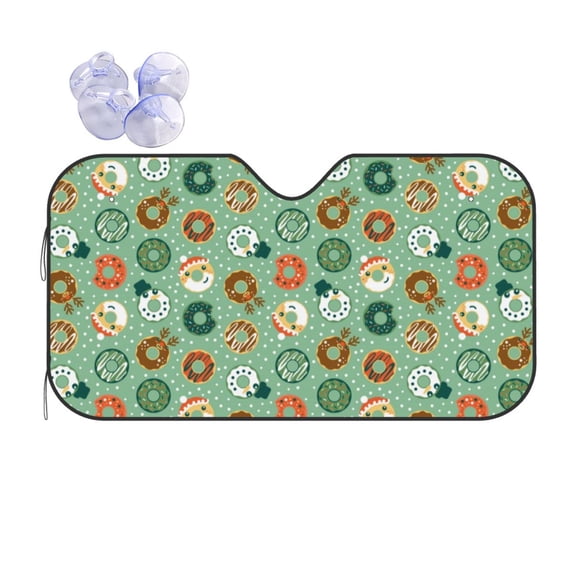 Bingfone Christmas Donuts Car Windshield Sun Shade Protector Keep Your Vehicle Cool Sun Shield Visor Cover Foldable-Medium