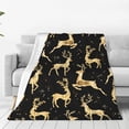 thumbnail image 1 of Bingfone Christmas Gold Deers Print Flannel Fleece Blanket Throw Blanket For Bed,Sofa,Couch,Travel,Camping(80"X60"), 1 of 9
