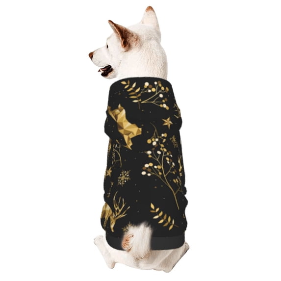 Bingfone Christmas Gold Deers1 Dog Clothes Hoodie, Pet Winter Coat,Puppy Sweatshirts For Small Dogs Boy Girl,Suitable For All Breeds-Xx-Large