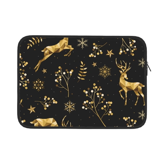 Bingfone Christmas Gold Deers1 Laptop Sleeve Case 15 Inch, 360° Protective Computer Carrying Bag