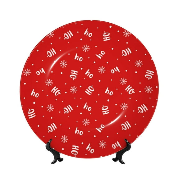 Bingfone Christmas Print Bone China Dinner Decorative Plates,Handmade Ceramic Dinner Plate with Stand for Home Club-7in