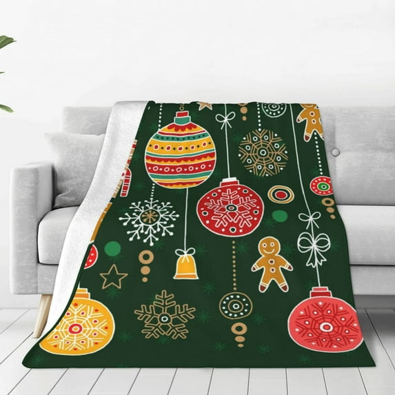 Bingfone Christmas Print Flannel Fleece Blanket Throw Blanket For Bed,Sofa,Couch,Travel,Camping(60"X50")