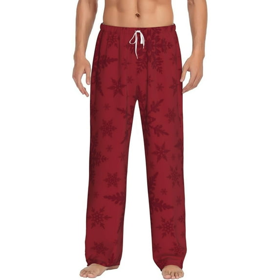 Bingfone Christmas Red Snowflakes Mens All Over Print Sleep Pajama Pants-X-Large