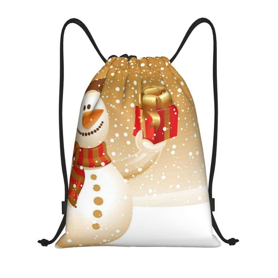 Bingfone Christmas Snowman Gift Drawstrings Backpacks Bags For Men Women Gym Drawstrings Bag