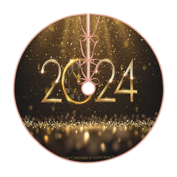 Bingfone Christmas Tree Skirt Mat Christmas Decoration Interior 30"-2024 Happy New Year