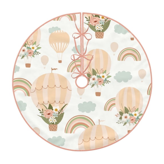 Bingfone Christmas Tree Skirt Mat Christmas Decoration Interior 30"-Air Balloon And Flower
