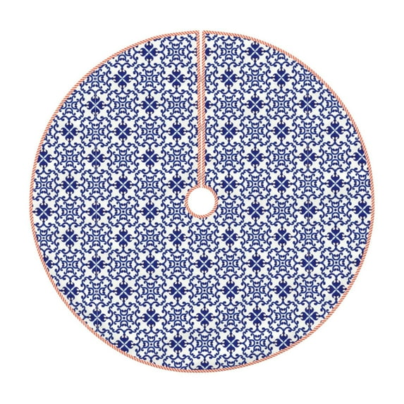 Bingfone Christmas Tree Skirt Mat Christmas Decoration Interior 30"-Blue And White Porcelain Chinaware