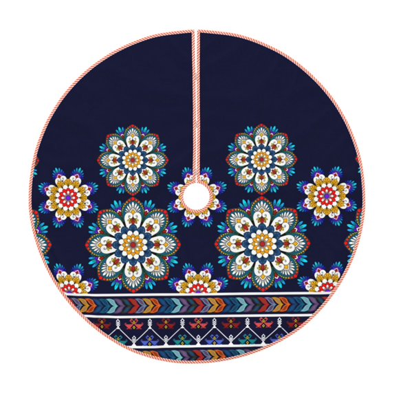 Bingfone Christmas Tree Skirt Mat Christmas Decoration Interior 30"-Blue Mandala