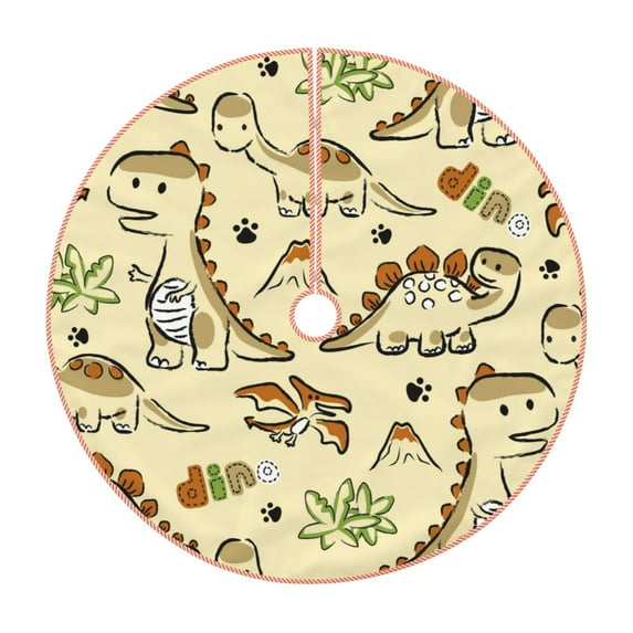 Bingfone Christmas Tree Skirt Mat Christmas Decoration Interior 30"-Cartoon Dinosaurs