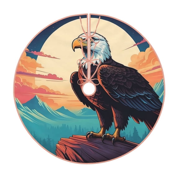 Bingfone Christmas Tree Skirt Mat Christmas Decoration Interior 30" -Cartoon Iceberg Bald Eagle