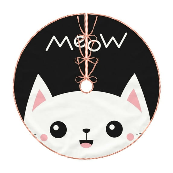 Bingfone Christmas Tree Skirt Mat Christmas Decoration Interior 30"-Cat Meow