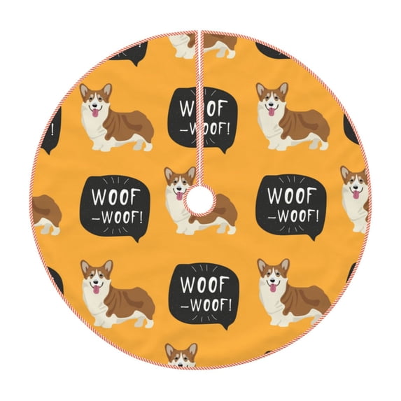 Bingfone Christmas Tree Skirt Mat Christmas Decoration Interior 30"-Corgi
