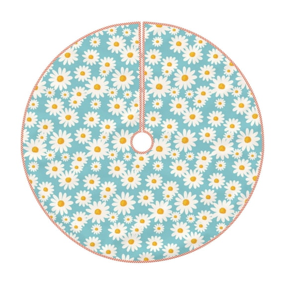 Bingfone Christmas Tree Skirt Mat Christmas Decoration Interior 30" -Daisy Floral A