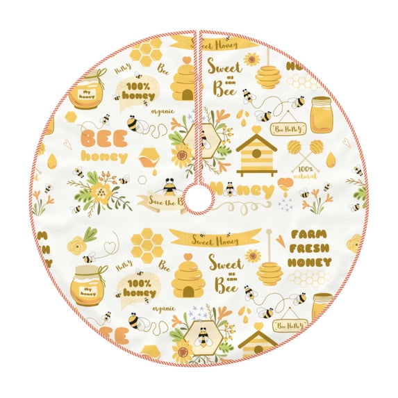 Bingfone Christmas Tree Skirt Mat Christmas Decoration Interior 30" -Farm Bee Cute Honey