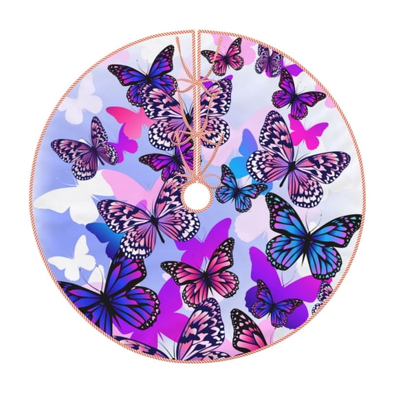 Bingfone Christmas Tree Skirt Mat Christmas Decoration Interior 30"-Flying Butterflies